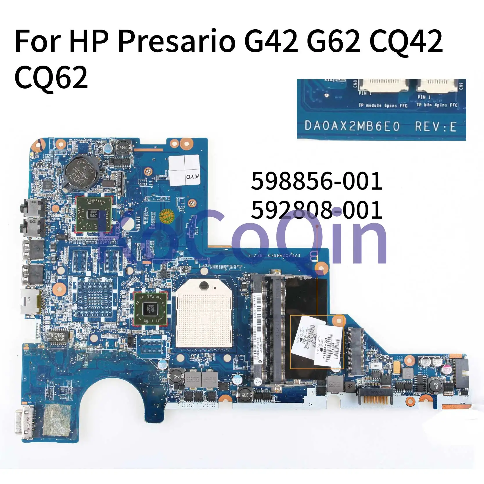 Kocoqin-placa-mãe para Computador Portátil Placa Principal Amd Compatível com hp Presario G42 G62 Cq42 Cq62 Tamanhos 1994001 20122022 Placa-mãe para notebook - Imagem 2
