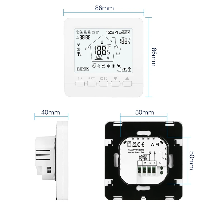 

16A08-5BB-WIFI Intelligent Thermostat Electric Heating Wireless Thermostat