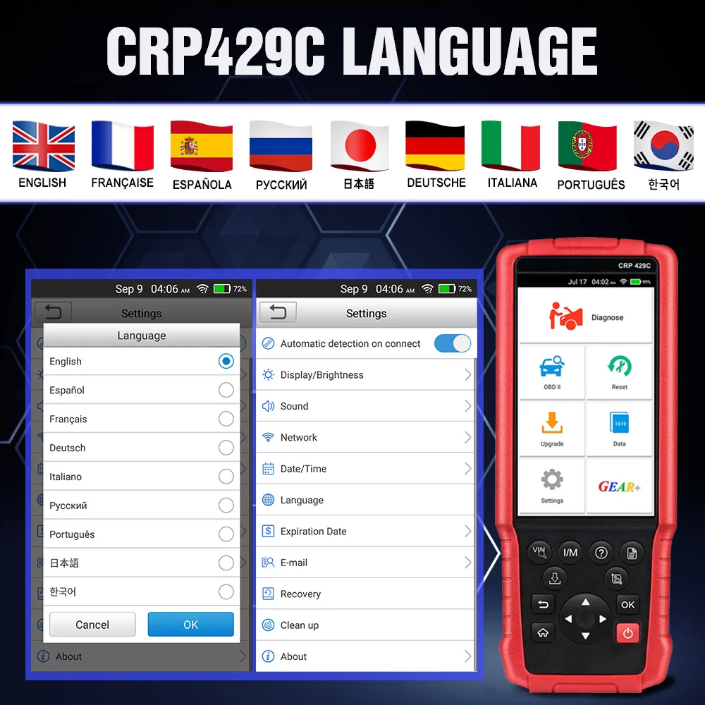 Launch creader x431 CRP429C OBD2 Авто сканер Для 4 систем с 11 сервисными функциями Wi Fi бесплатное
