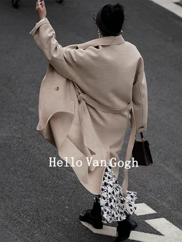 

SuperAen X-Long Women Clothes 2020 Autumn Winter Solid Loose Double Breasted Waist Strap Trench Coat