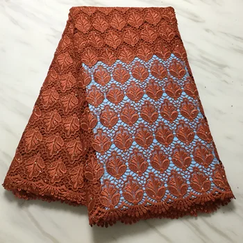 

African Lace Fabric 2019 High Quality lace Embroidered Orange French Lace Fabric Nigerian Water Soluble Cord Lace For Wedding