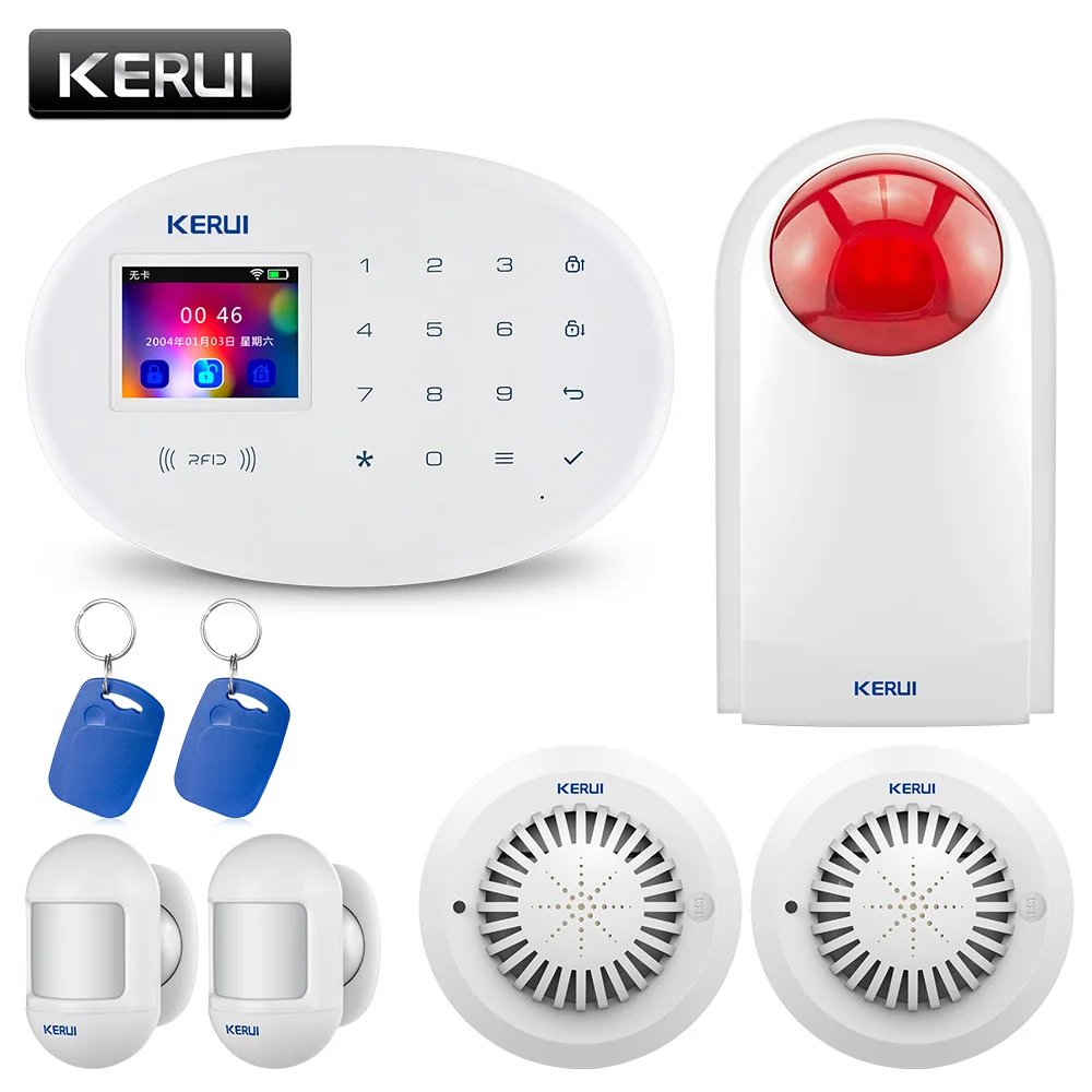 Охранная сигнализация Kerui w20 с поддержкой Wi-Fi GSM RFID 2 4 дюйма | Безопасность и защита