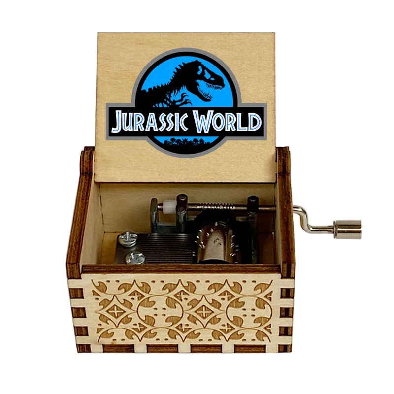 New Wood Carving Hand-cranked Music Box Dinosaur Park Halloween Christmas Family Decoration Children Daughter Son Gifts 4