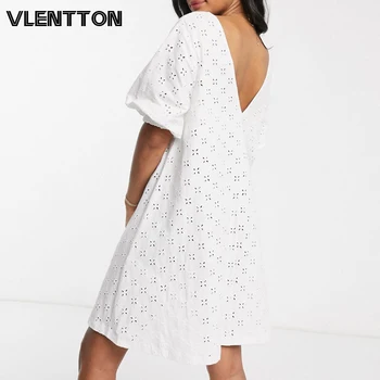 

2020 Spring Summer White Sexy V-Neck Backless Mini Party Dress Women Hollow Out Embroidered A-Line Beach Dresses Ladise Vestidos