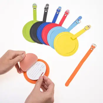 

THINKTHENDO Round Luggage Tag Leather Suitcase Label Bag Pendant Handbag Name ID Address Tags Travel Accessories 2020