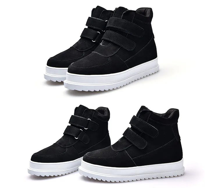 SWONCO Suede Leather Sneakers Woman Winter Snow Boots New Female High Top Black Casual Shoes Sneakers Fur Warm Snow Boots