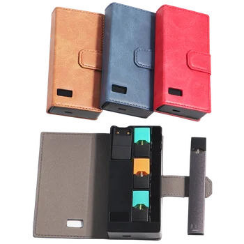 

SHIODOKI 1200mAh Leather Power Bank Charger Box For Juul Charging Case Storage Holder With Led Indicator Light Magnetic Cover
