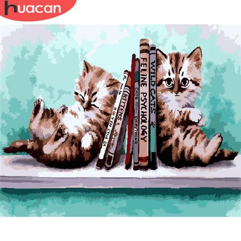 

HUACAN DIY Pictures By Number Cat Kits Drawing On Canvas Painting By Numbers Animal Hand Painted Picture Art Gift Home Decor