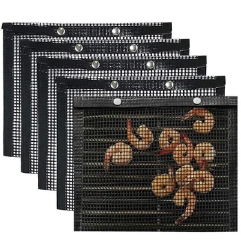 

BBQ Grill Mesh Bag Pack of 5, Non-Stick Reusable Barbecue Bake Bags, Durable Outdoor Picnic Grilling Bags - Dishwasher-Safe