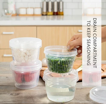 

500ml Food Container Plastic Bento Fresh-Keeping Box Fridge Multi Capacity Crisper Microwave Kitchen Storage Box Jars Bottles