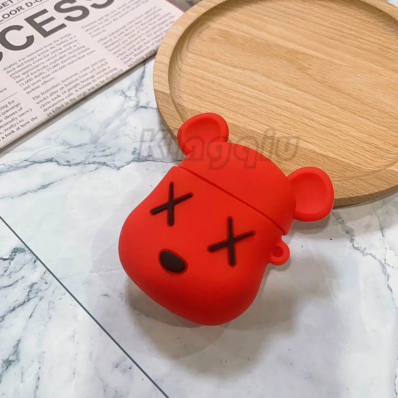 Redvbear Забавный мультяшный чехол для Apple Airpods 3D защитный чехол милый Bluetooth чехол для наушников Модный мягкий силиконовый чехол s Чехол для гарнитуры - Цвет: Redvbear