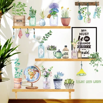 

114*102CM Wall Sticker Potted Plant Garden Plant Flower Living Room Bedroom Dormitory Porch Wall Pictures Vintage Mural Wall Art