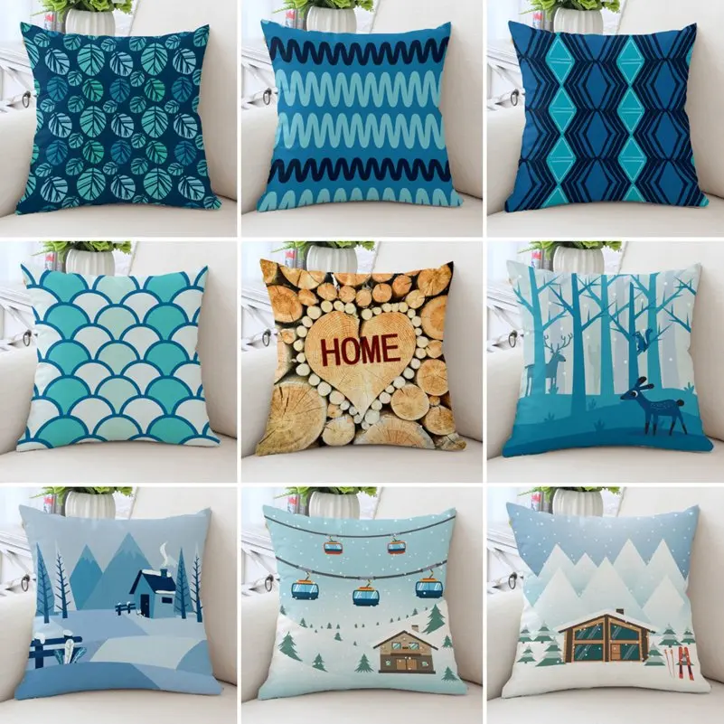 Sofa Decorative Cushion Cover Nordic Pattern Office Car Pillow Pillowcase Polyester 45*45 Throw Pillow Home Decor Pillowcover