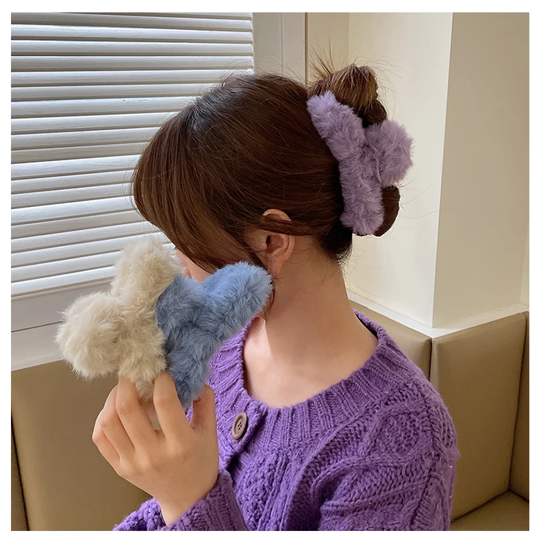 Women Plush Hair Claws Fashion Hair Clips Female Hair Crabs Soft Girl Hairgrips Elegant Headwear Woman Hair Accessories Ornament cute headbands for women