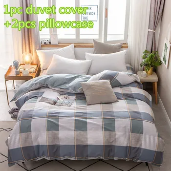 

Plaid duvet cover sets cotton quilt cover twin single double queen king bedding sets 2pc pillowcase simple boys comforter cover