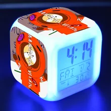 Reloj despertador para niños luz Led 7 cambio de Color pantalla Lcd Reloj cuadrado Mesa Digital Vintage