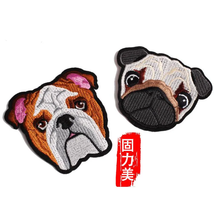 

2pc Cartoon Animal Husky Pug Dog Patch Embroidered Cute Badges Hippie Iron on Kids Patches for Clothes Stickers Badge