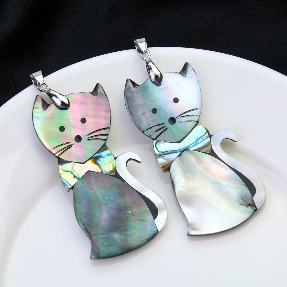 1pc天然虹アワビシェルちょう結びヒゲ猫チャームペンダント手作りdiyネックレスジュエリーメイキングアクセサリー 貝殻 ヒトデ Aliexpress