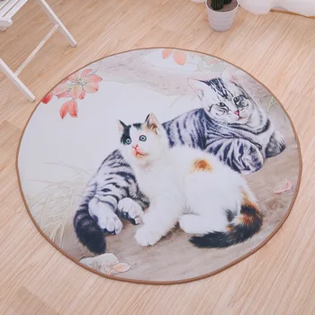 

40-140CM Round Carpet Cartoon Animal Baby Game Mat Living Room Bedroom Mat Room Decoration Rug