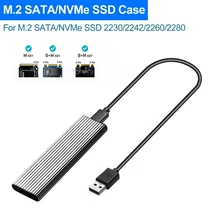 Dual Protocol M2 NVMe/NGFF SATA SSD Case 10Gbps HDD Box M.2 NVME SSD to USB 3.1 Enclosure Type-A to Type-C Cable for M.2 SSD