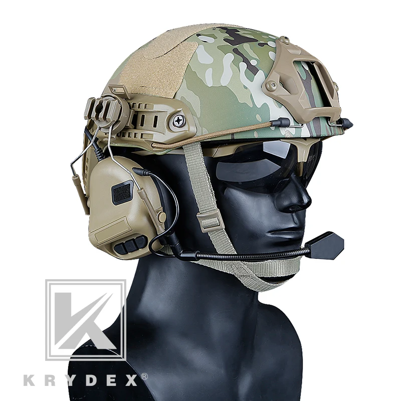 KRYDEX тактическая гарнитура w/Rail адаптер микрофон Peltor Comtac шумоподавление звук подобрать наушники для быстрого MICH Шлем