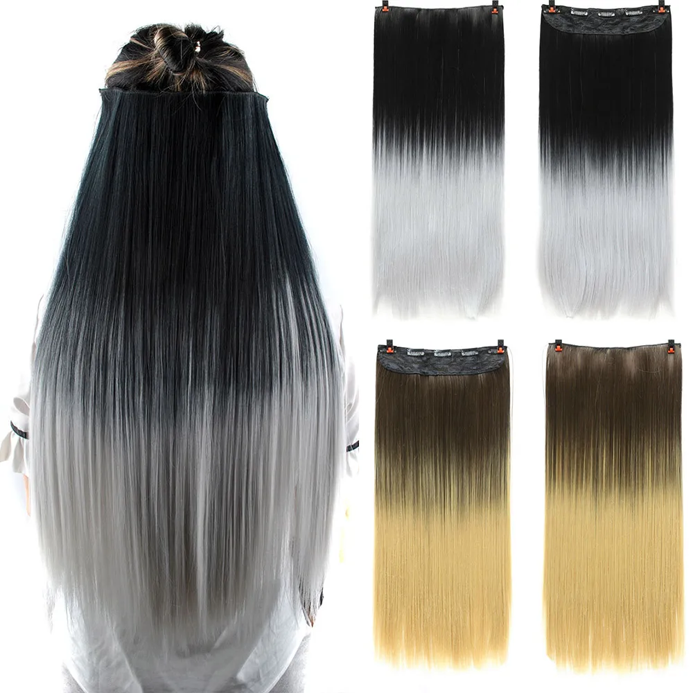 

AIYEE 24 Inch 5 Clips Straight Clip in One Piece Hair Extensions Synthetic Hairpiece Synthetic Hair 60cm Fall To Hips