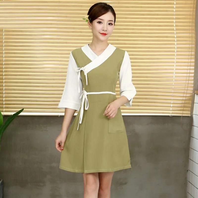 beautician-uniforms-dresses-massage-clothing-beautiful-uniform-pocket-belt-spa-dress-beauty-salon-uniform-dd2766