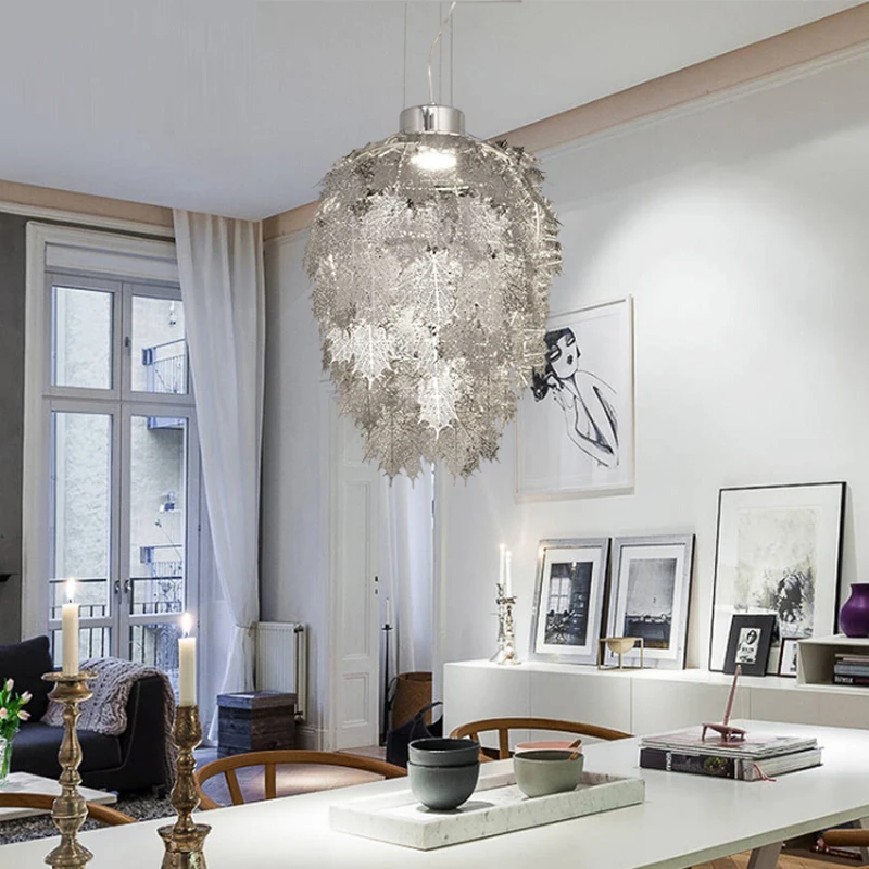 Led современный креативный кулон кленовый лист огни персонализированные скандинавские ресторанов бар освещение коридоров висячее украшение на входную дверь огни