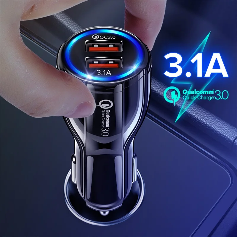 10 шт./лот автомобильное USB зарядное устройство Quick Charge 3,0 2,0 зарядное устройство для мобильного телефона 2 порта USB быстрое автомобильное зарядное устройство для iPhone samsung Автомобильное зарядное устройство