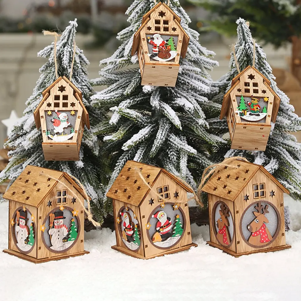Cabin With Lights Christmas Pendant Creative Christmas Tree Ornament Christmas Decoration Diy Small House