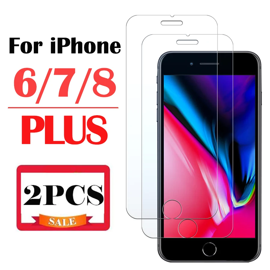 2pcs protective glass on for iphone 8plus safety i phone 6 7 8 plus 7plus 6plus tremp glas apple7 i7 i8 i6 screen protecor | Мобильные