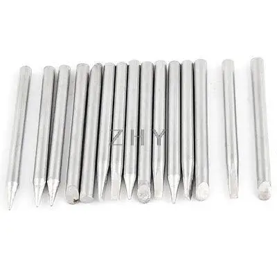 

Silver Tone Point + Slotted + 45 Degree Bevel Bit Soldering Iron Tip 15 Pcs