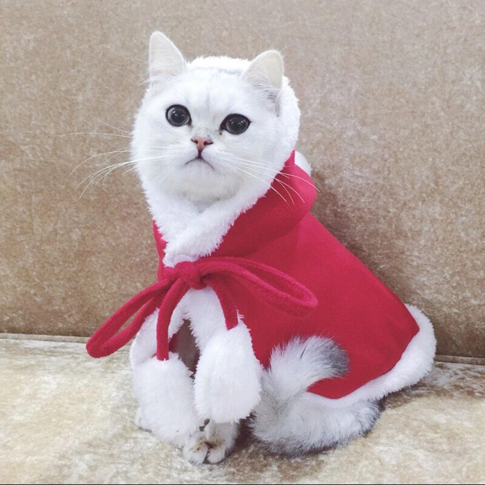 

Christmas Puppy Cat Clothes Costumes Santa Hat Cloak Cape Puppy Velvet Xmas Warm Costume Outfit Pets Accessories