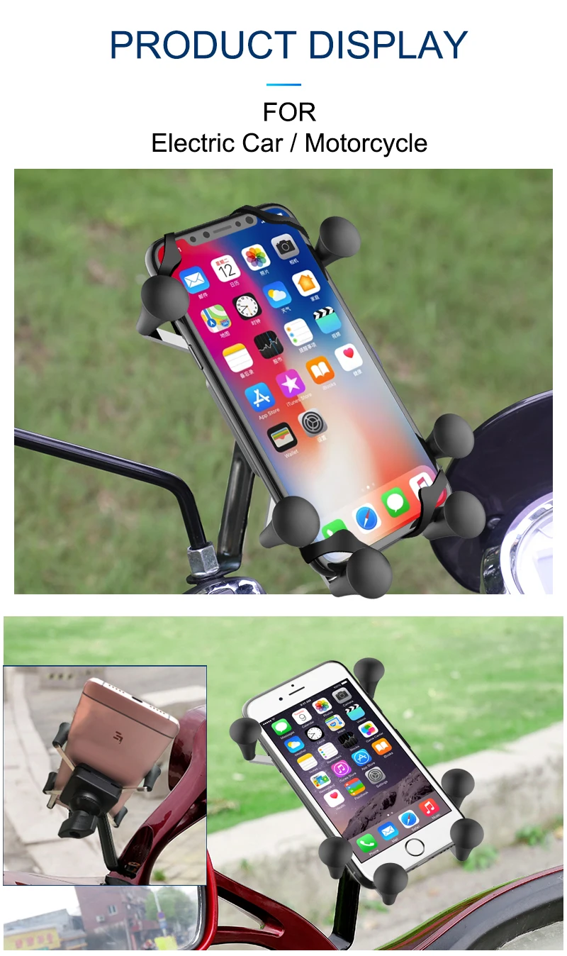 XMXCZKJ  Mount Motorcycle Holder Motorcycle Rear Mirror Mount For Gopro Smartphone Moto Holder For iPhone XR 3.5-6.3 Inch flexible mobile holder