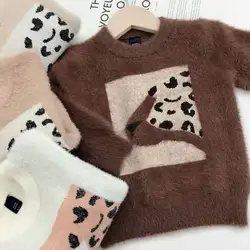 Свитера для девочек зимняя одежда новый стильный свитер с имитацией норки теплое пальто для малышей 1-3 лет Детские свитера