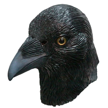 

Crow Mask Bird Head Latex Mask Animal Halloween Costume Cosplay Mask Face Disguise for Adult Black