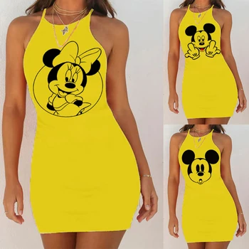 

Cartoon Mouse Print Night Dress 2020 New Women Nightgown Slim Pack Hip Sleeveless Plus Size Nightdress Sexy Summer Sleepwear
