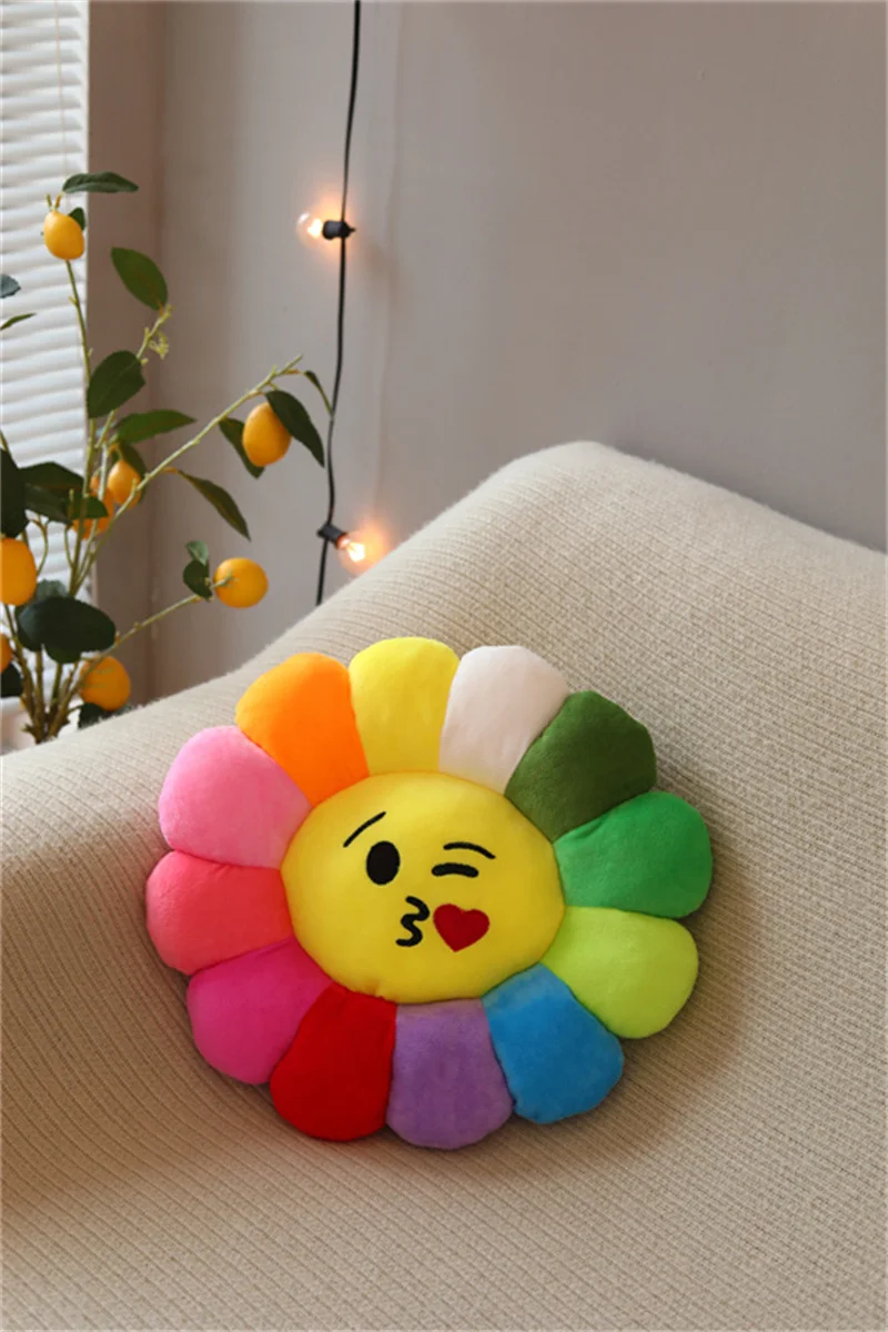 Cute Sunflower Pillow Plush Soft Pillow Seat Cushion Baby Kids Floor Play Mat Chair Cushion Sofa For Home Car Decor Pillow Gifts