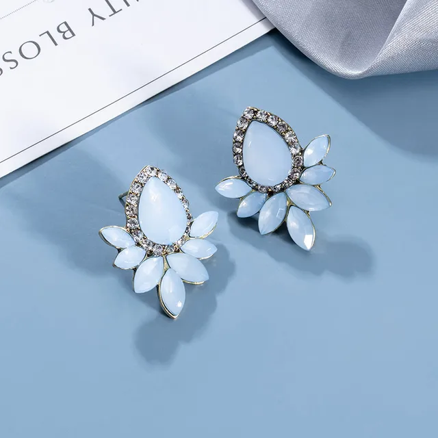 BLINLA 2021 New Korean Blue Geometric Acrylic Earrings for Women Fashion Bohemian Round Drop Earrings Party Brincos Jewelry Giuy Type 037