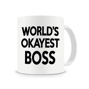 

World's Okayest Boss Mug with Stirring Spoon Gift for Boss, Coffee Mug,Boss Gift, Office Mug, Work