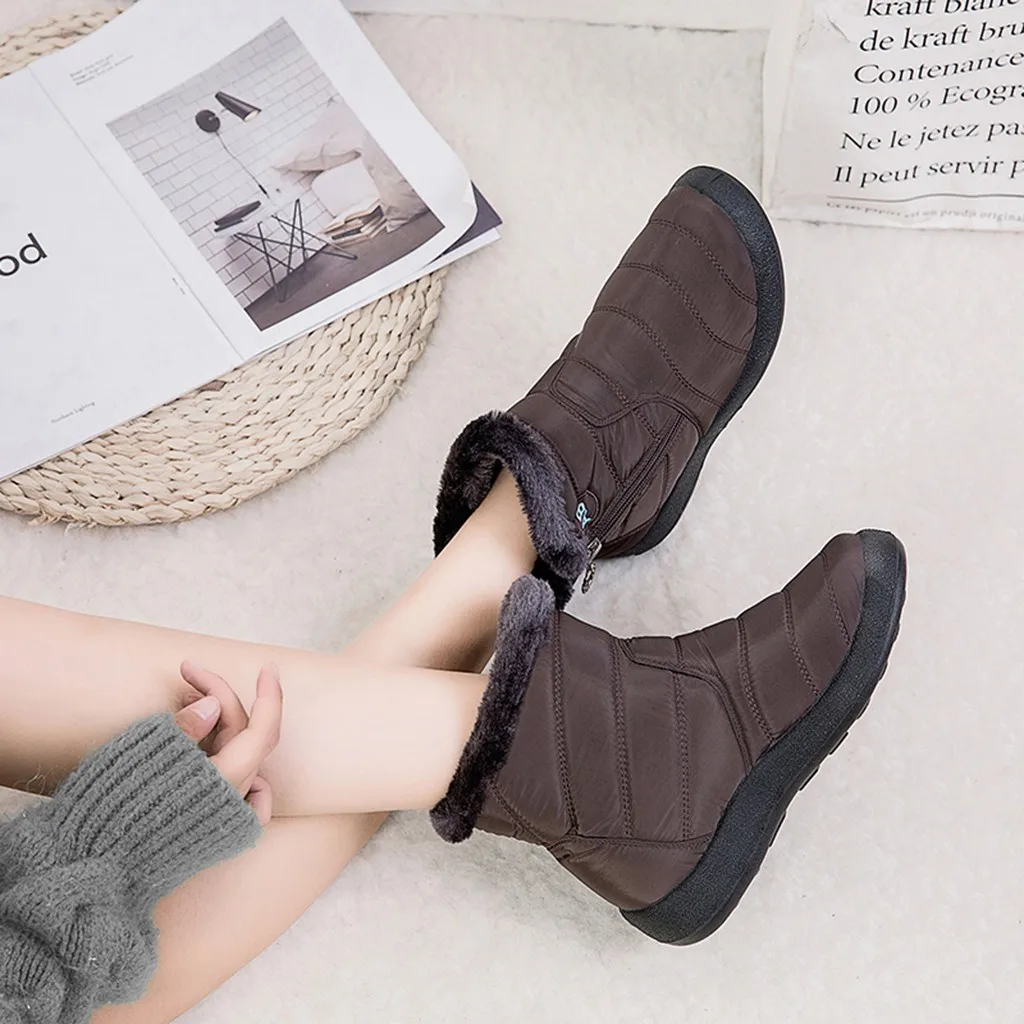 Waterproof Short Booties Women's Winter Warm Snow Boots With Plush Non-Slip Footwear Plus size 35-43 autumn and Winter Shoes