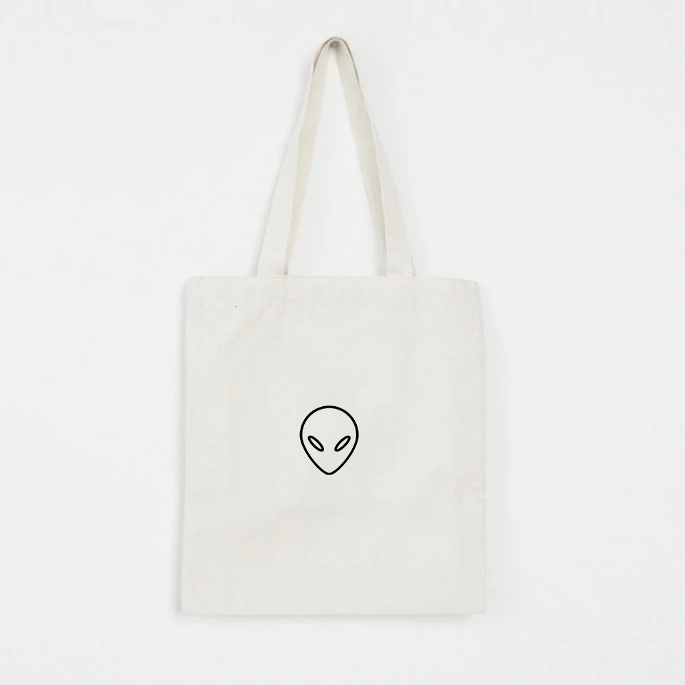 Сумка тоут женская с принтом инопланетянина повседневный саквояж на плечо из
