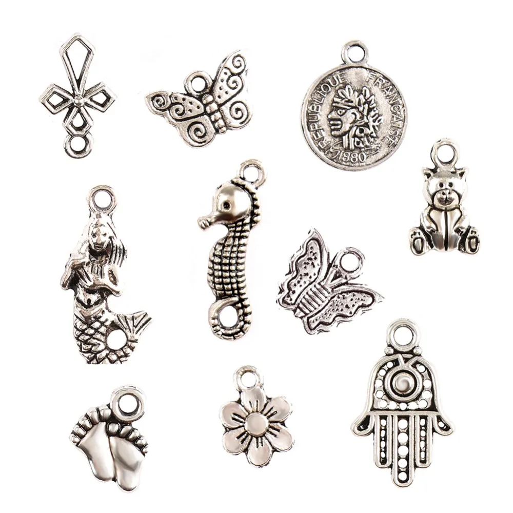 Janedream 100 шт./компл. много тибетских серебряных смешанных стилей Подвески самодельные ювелирные для ожерелья Браслет