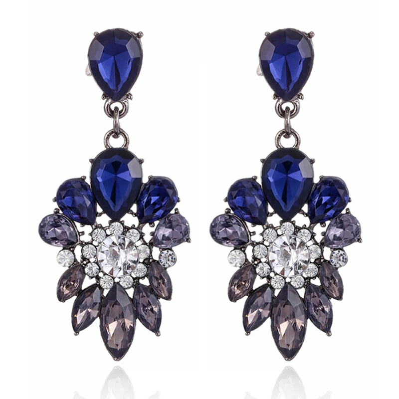 Шармы Большой Хрустальный цветок серьги гвоздики для женщин модные с золотистым камнем воды серьги с капельками ювелирные изделия Wedding2019