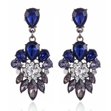 Шармы Большой Хрустальный цветок серьги гвоздики для женщин модные с золотистым камнем воды серьги с капельками ювелирные изделия Wedding2019