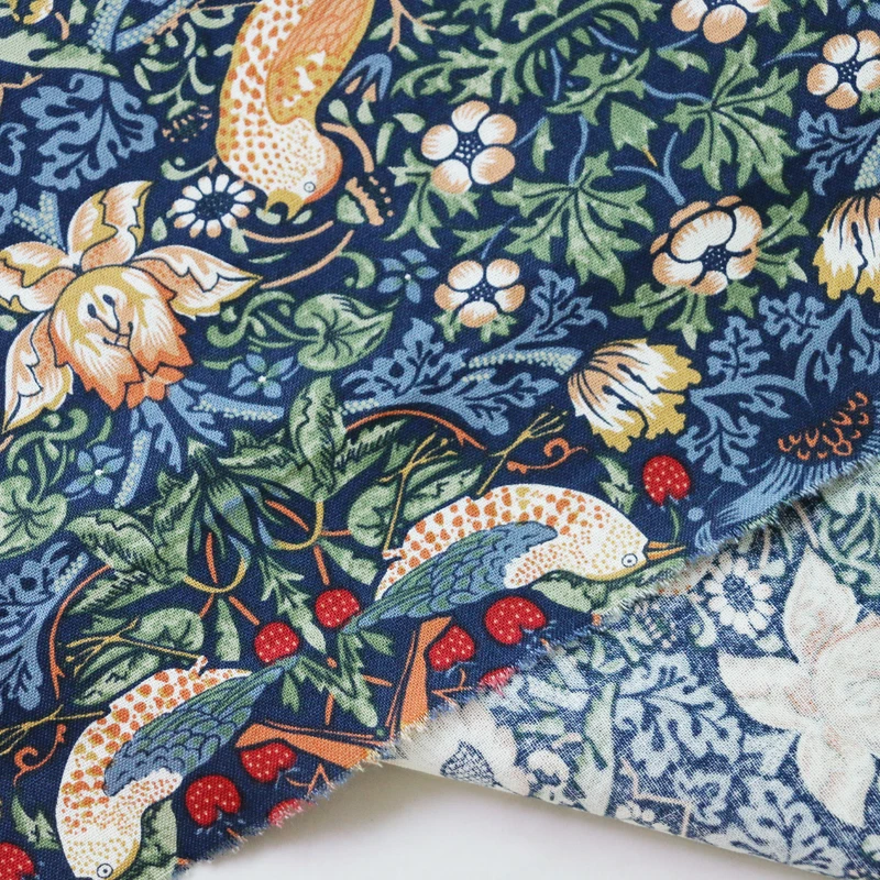 Качественное платье с птицами и цветами рубашка рукоделие шитье текстиль