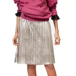 Плиссированная компонентная юбка с блестками плиссированная юбка с металлическим отливом эластичная талия