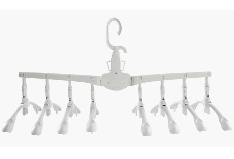 Rotate Anti-Skid Folding Hanger Plastic Drying Rack Magic Clothes Hangers Space Savers Organizer Multi Functional Adult White (14)