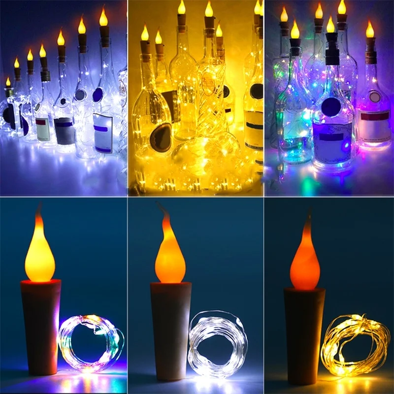 4pcs 1.5M 2M LED Festive Decoration String Light 15/20 LEDs Copper Wire Flameless Candle Wine Bottle Cork Fairy Garland Lights