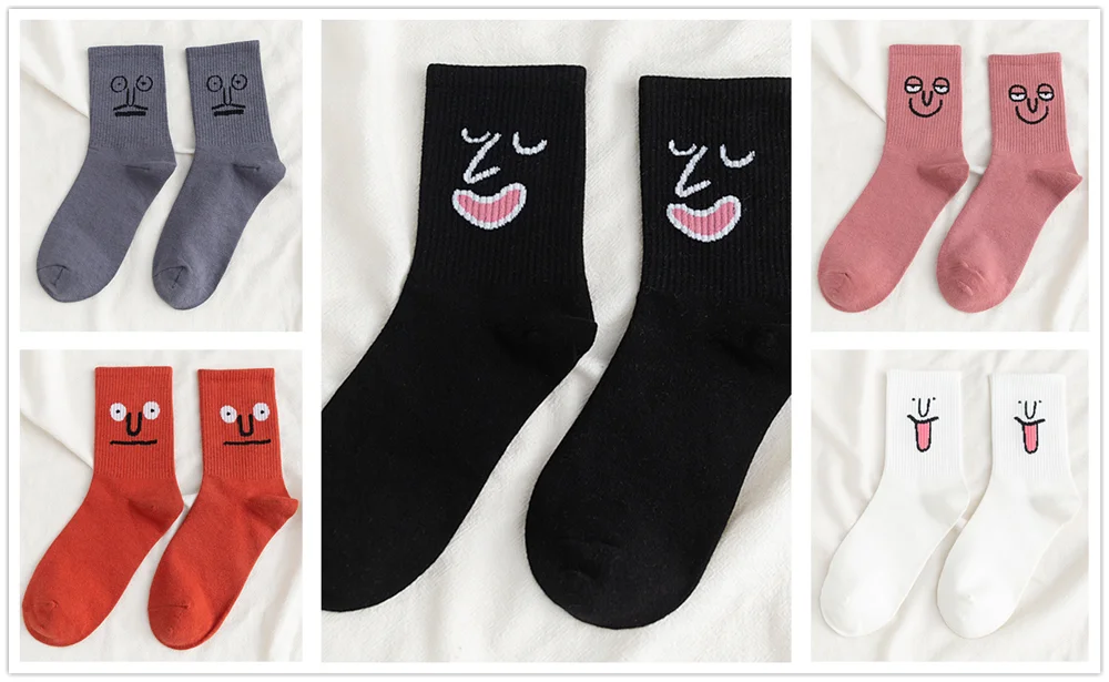 5 pairs 5 пар/упак. унисекс сюрприз Средние мужские носки Harajuku ColorfulWinter смешные мужские носки 100 Хлопок Kawaii Размер 35-42 - Цвет: 5 pairs